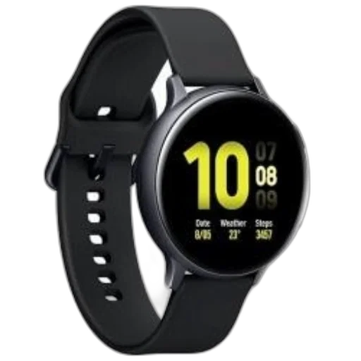 sleek, black, smartwatch, round transparent PNG cut-out