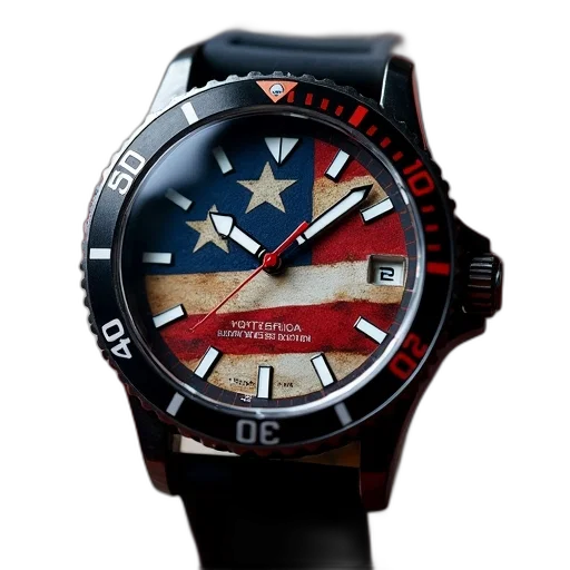 photorealistic, american, flag, watch transparent PNG cut-out