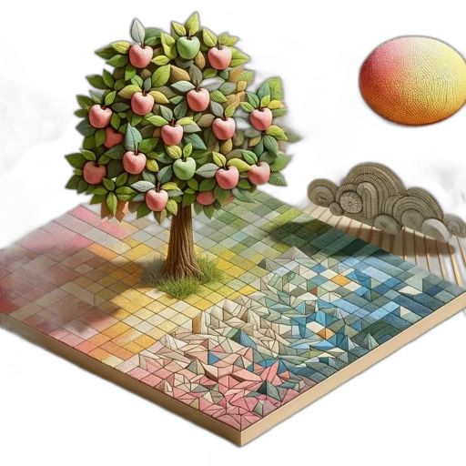 tree, 3d render, concept art, vaporwave transparent PNG cut-out