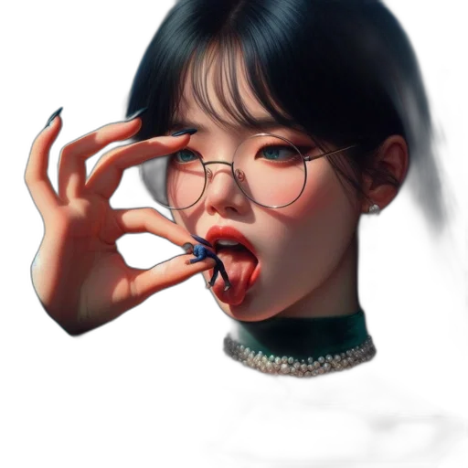 face, creature, jewelry, photorealistic transparent PNG cut-out