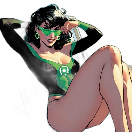comic book art, concept art, green, female transparent PNG cut-out