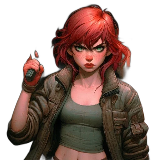 jacket, weapon, concept art, comic book art transparent PNG cut-out