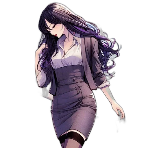 dress, staff, hair, jacket transparent PNG cut-out