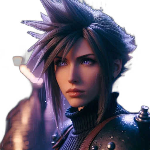 face, jacket, hair, staff transparent PNG cut-out