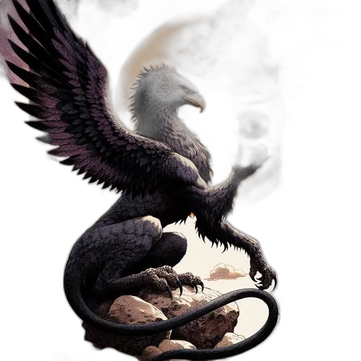 dragon, creature, animal, staff transparent PNG cut-out