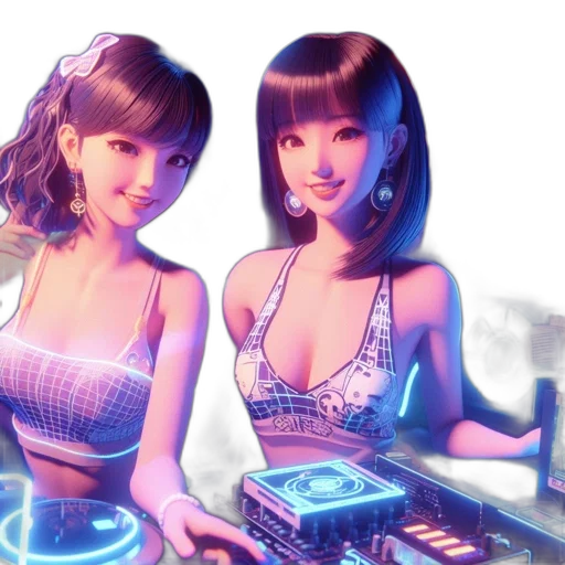 robot, cyberpunk, vaporwave, 3d render transparent PNG cut-out