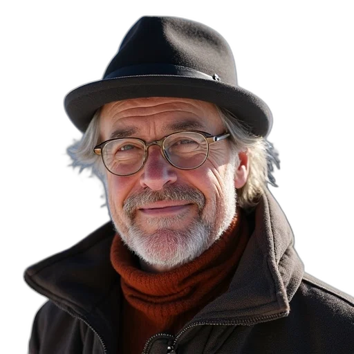 hat, jacket, staff, face transparent PNG cut-out