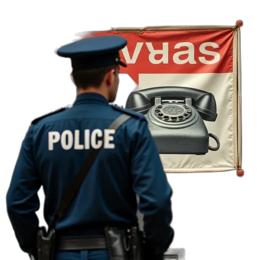 police, officer, stands, front transparent PNG cut-out