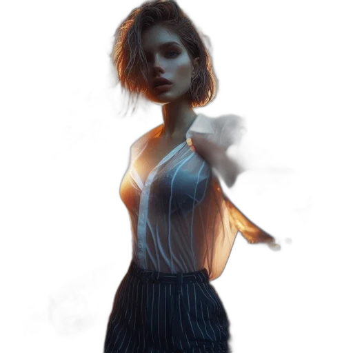 dress, jacket, face, concept art transparent PNG cut-out