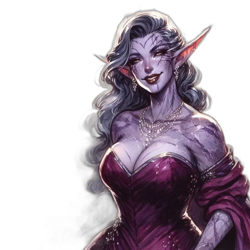 fantasy art, concept art, comic book art, purple-skinned transparent PNG cut-out