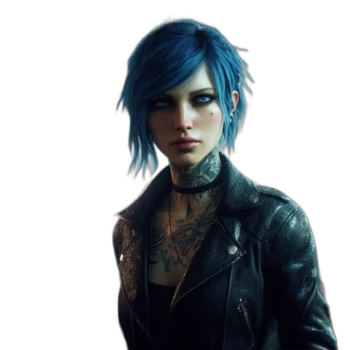 jacket, face, cyberpunk, concept art transparent PNG cut-out