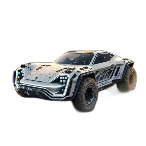 car, robot, weapon, 3d render transparent PNG cut-out