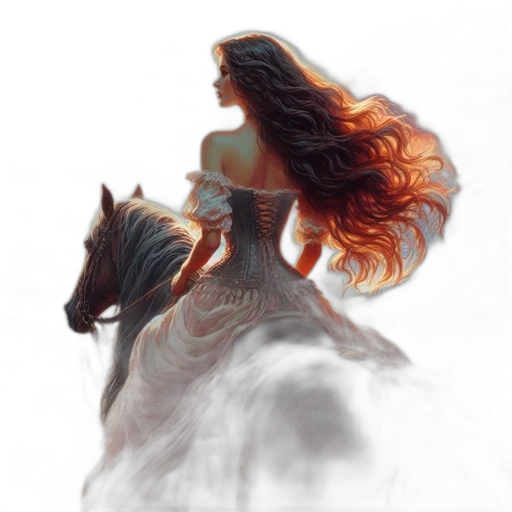 dress, dragon, hair, fantasy art transparent PNG cut-out