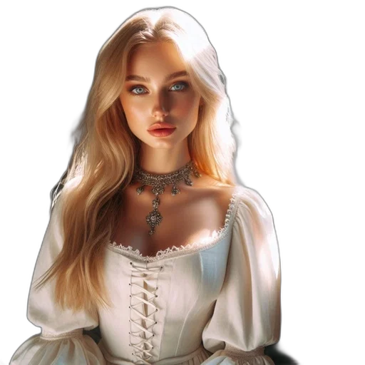 dress, jewelry, face, fantasy art transparent PNG cut-out