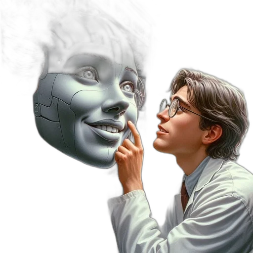 mask, face, robot, photorealistic transparent PNG cut-out