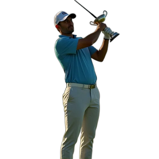 staff, golfer, poses, trophy transparent PNG cut-out