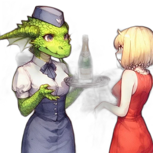 dragon, dress, hat, concept art transparent PNG cut-out