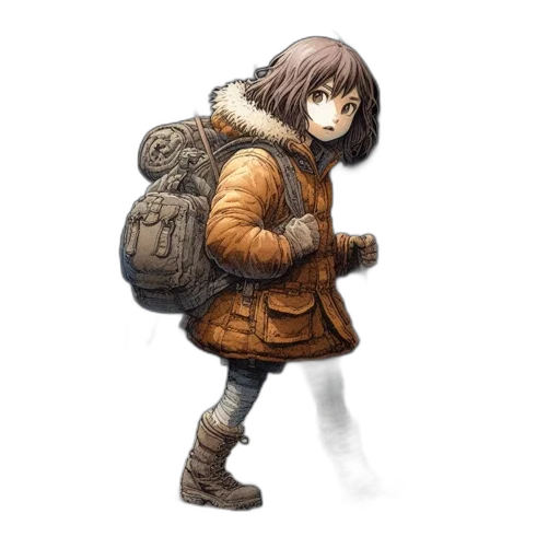 jacket, creature, staff, weapon transparent PNG cut-out