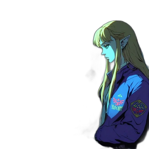 jacket, hair, staff, creature transparent PNG cut-out