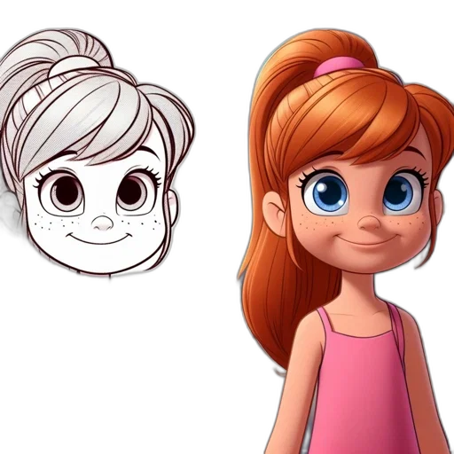 face, concept art, cartoon, 3d render transparent PNG cut-out