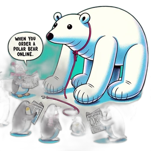 concept art, vaporwave, polar, bear transparent PNG cut-out