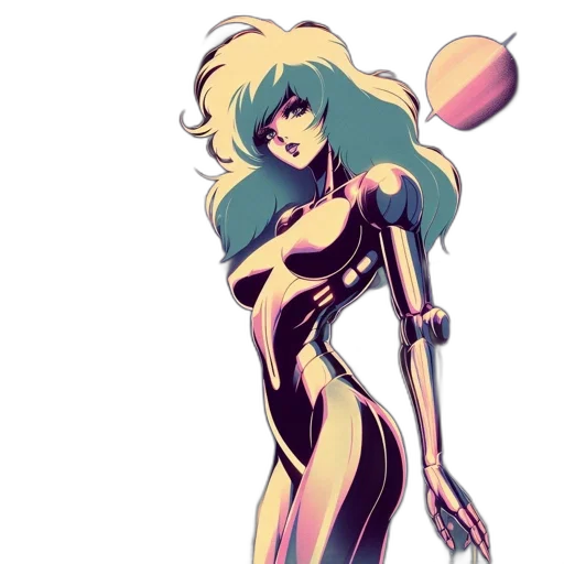 robot, staff, dress, hair transparent PNG cut-out