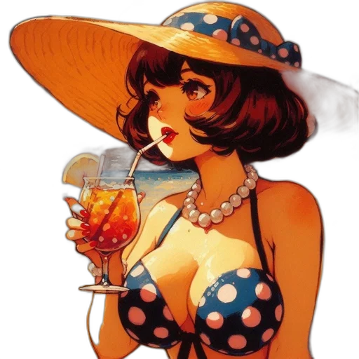 dress, hat, photorealistic, comic book art transparent PNG cut-out