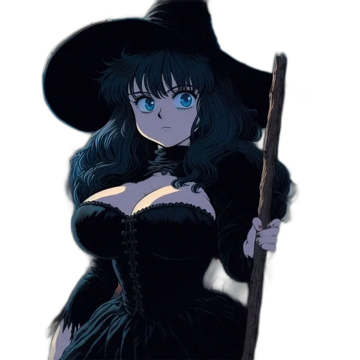 staff, dress, hat, weapon transparent PNG cut-out