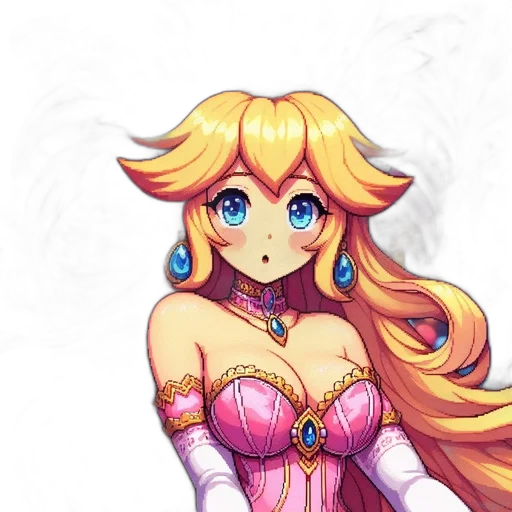 dress, crown, face, pixel art transparent PNG cut-out