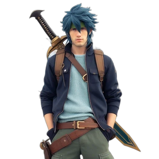 jacket, staff, weapon, sword transparent PNG cut-out