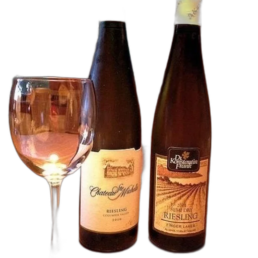 two, bottles, riesling, wine transparent PNG cut-out