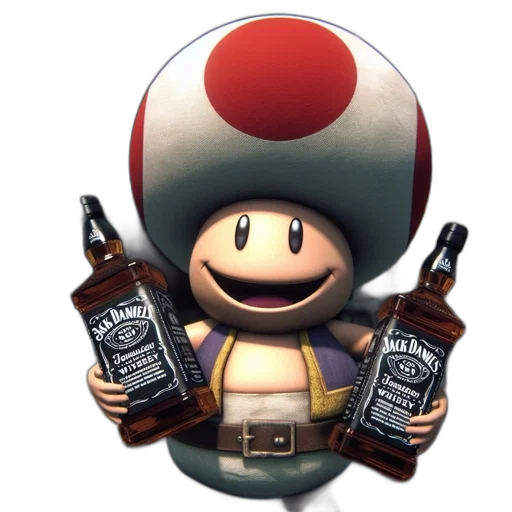 bottle, hat, weapon, 3d render transparent PNG cut-out