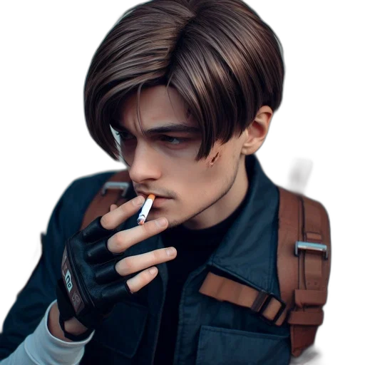 jacket, face, cyberpunk, photorealistic transparent PNG cut-out