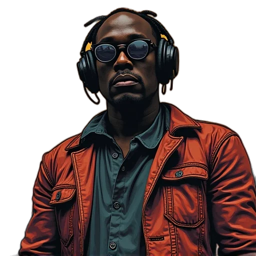 jacket, staff, cyberpunk, headhunters transparent PNG cut-out