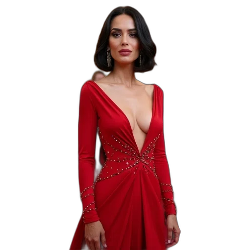 dress, jewelry, red, katy transparent PNG cut-out