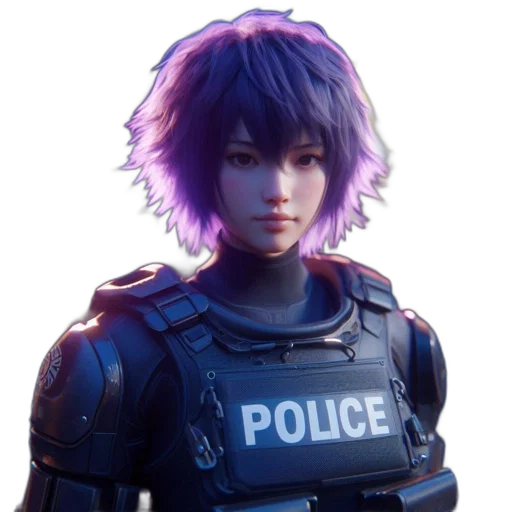 robot, face, weapon, jacket transparent PNG cut-out