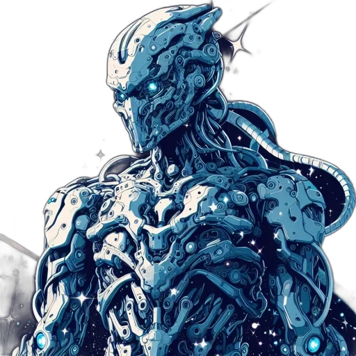 robot, creature, mask, comic book art transparent PNG cut-out