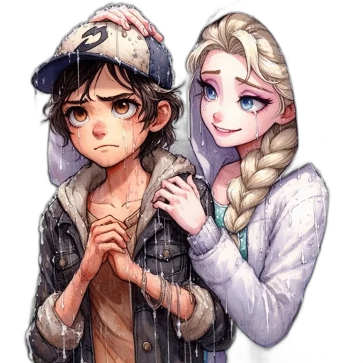 umbrella, hat, jacket, pixel art transparent PNG cut-out