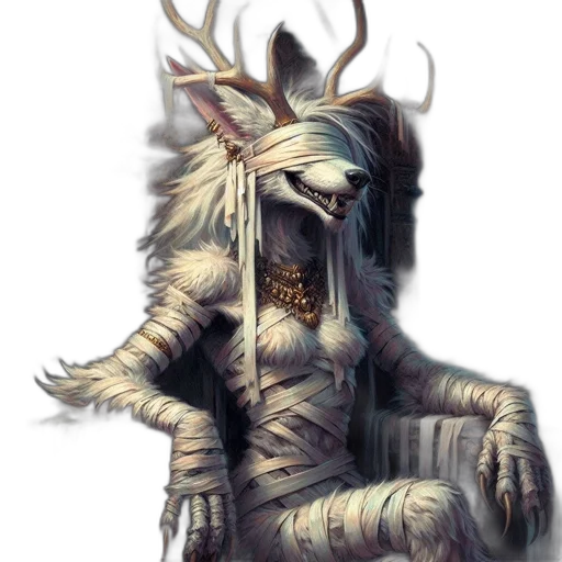 creature, dragon, mask, staff transparent PNG cut-out