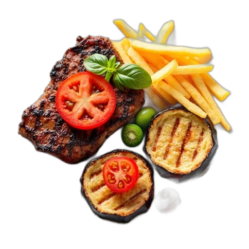 food, 3d render, photorealistic, plate transparent PNG cut-out