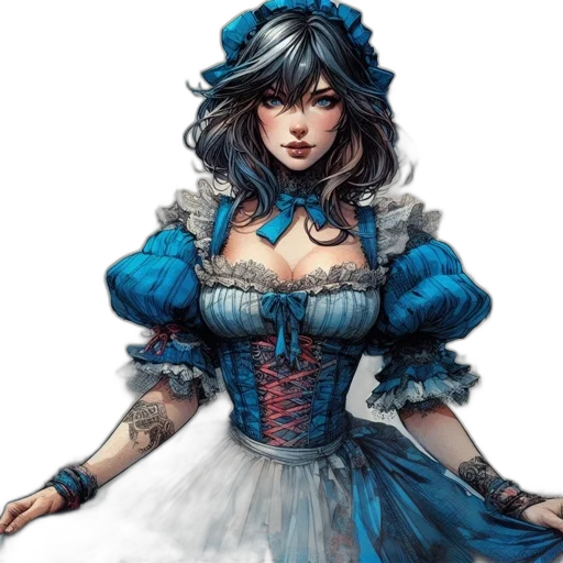 dress, fantasy art, concept art, comic book art transparent PNG cut-out