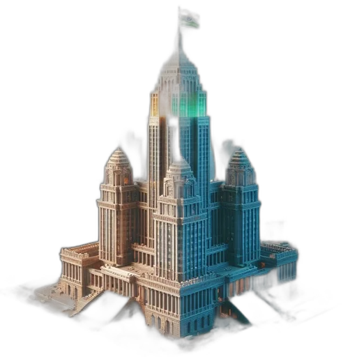 building, 3d render, concept art, pixel art transparent PNG cut-out