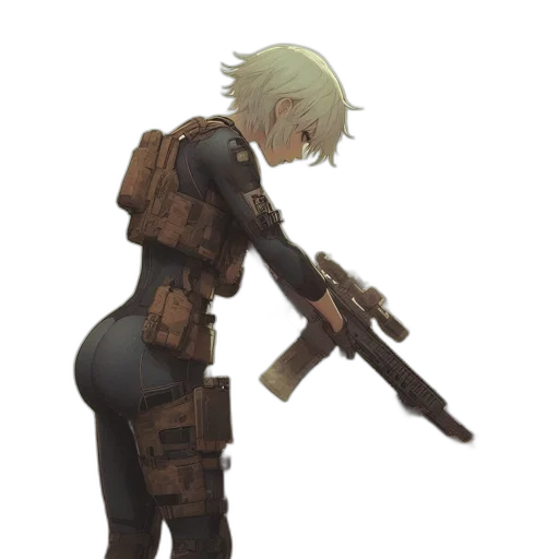 weapon, robot, staff, jacket transparent PNG cut-out