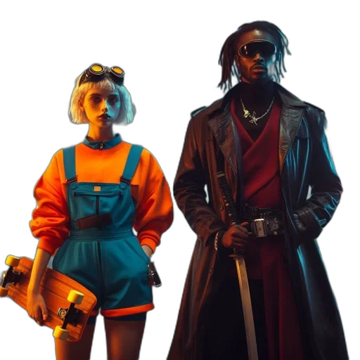 staff, jacket, concept art, cyberpunk transparent PNG cut-out