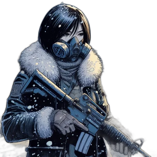 jacket, weapon, concept art, comic book art transparent PNG cut-out