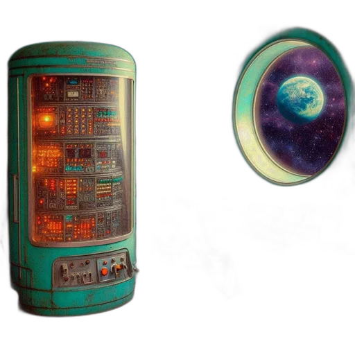cyberpunk, concept art, 3d render, outer space transparent PNG cut-out