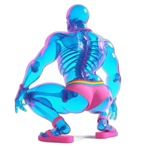 robot, creature, vaporwave, 3d render transparent PNG cut-out