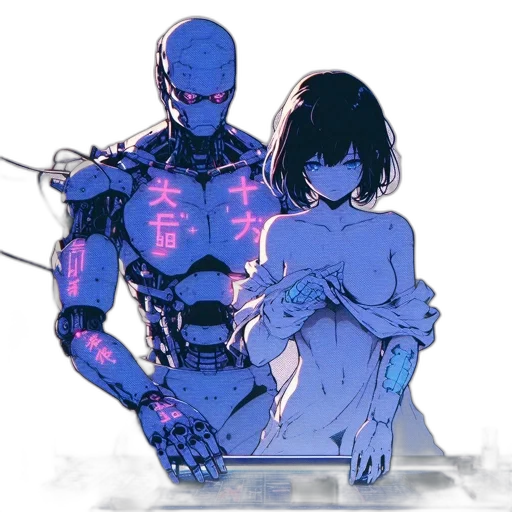 robot, sword, weapon, cyberpunk transparent PNG cut-out