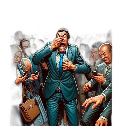 comic book art, concept art, crowded, elevator transparent PNG cut-out