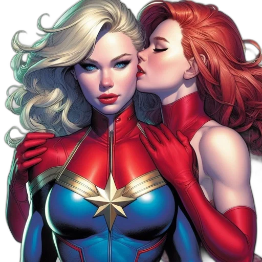 comic book art, concept art, red, two transparent PNG cut-out
